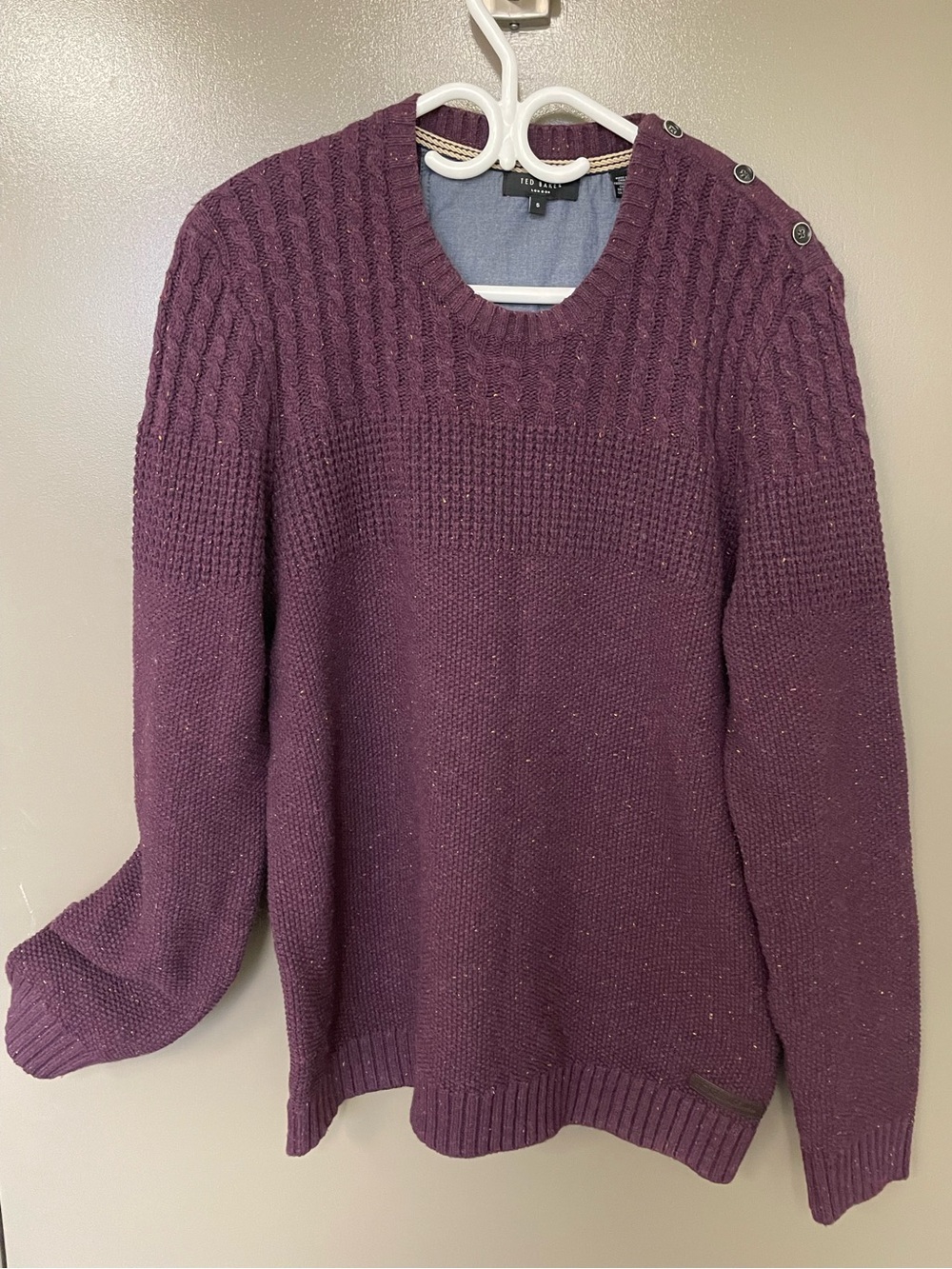 Ted Baker London Men’s AMBUSH Mixed Knit Speckled Sweater Purple Size 5 / Large